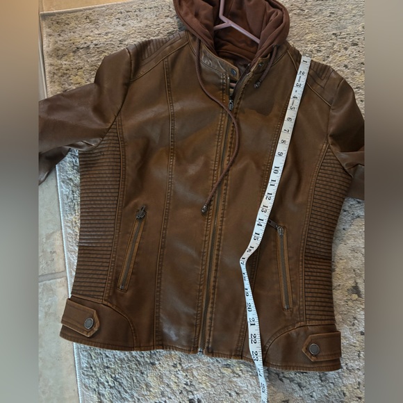 Brown Faux Leather Jacket - Picture 8 of 10